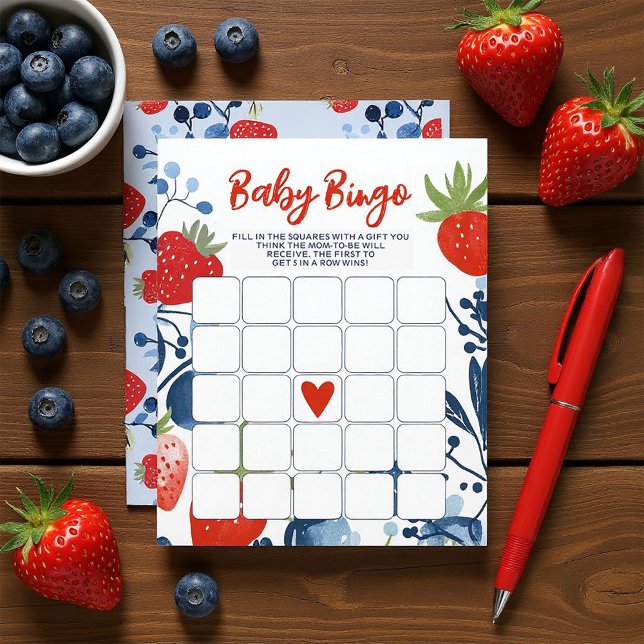 Convite Berry Sweet Baby Bingo (This adorable design is bursting with charm, perfect for a spring and summer baby shower vibe!)