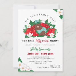 Convite Berry Sweet Baby Blue Strawberry Chá de fraldas