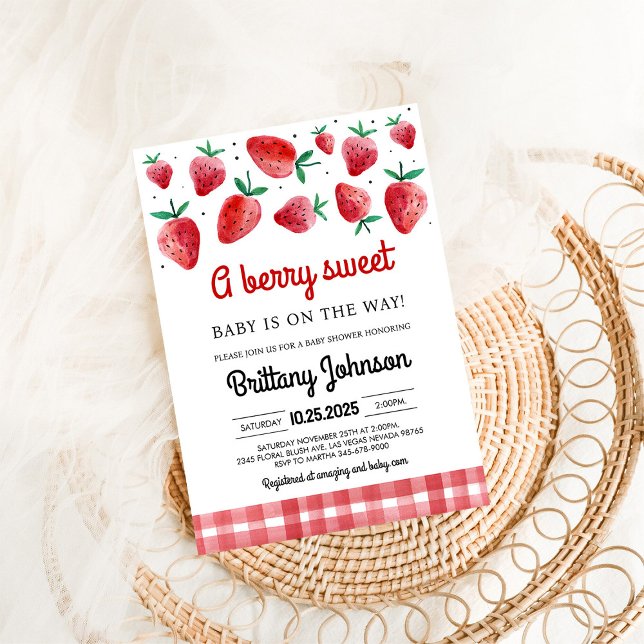 Convite Berry Sweet Baby On Way Girl Chá de fraldas (Criador carregado)