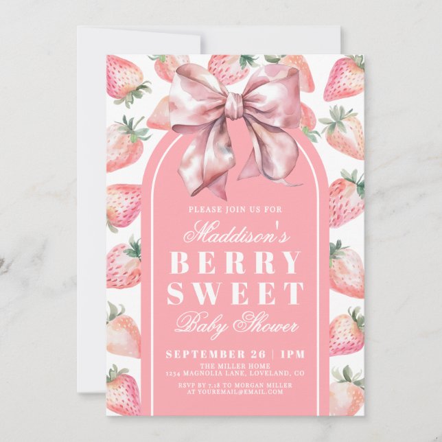 Convite Berry Sweet Baby Shower (Frente)