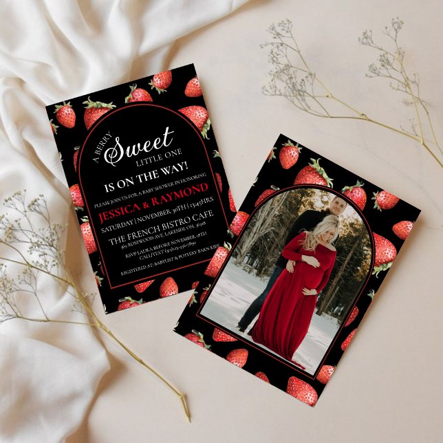 Convite Berry Sweet Baby Shower Editável (Criador carregado)