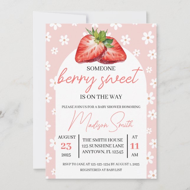 Convite Berry Sweet Baby Shower Invite (Frente)