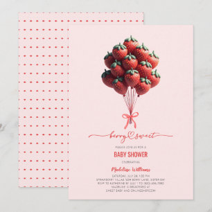 Convite Berry Sweet Baby Strawberry Chá de fraldas