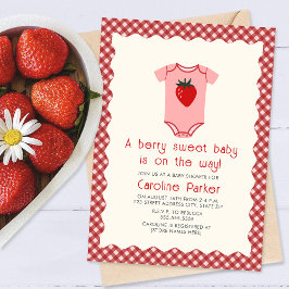 Convite Berry Sweet Baby Strawberry Gingham
