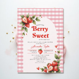 Convite Berry Sweet Berries Garden Gingham Baby Shower