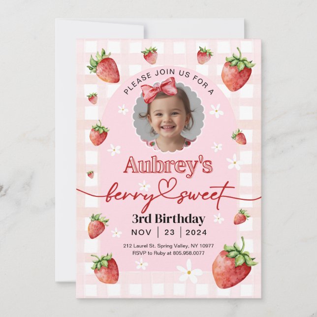 Convite Berry Sweet Birthday Invitation Any Agence with Ph (Frente)