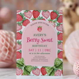 Convite Berry Sweet Birthday Party Strawberry Birthday