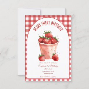 Convite Berry Sweet Birthday Strawberry Party
