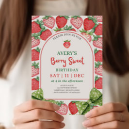 Convite Berry Sweet Birthday Strawberry Party Invitation