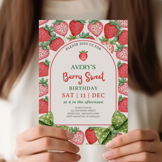 Convite Berry Sweet Birthday Strawberry Party Invitation (Criador carregado)