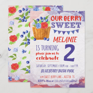 Convite Berry Sweet Blueberry Fruta Birthday