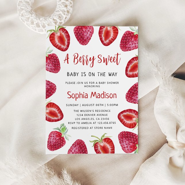 Convite Berry Sweet | Chá de fraldas de morango (Criador carregado)
