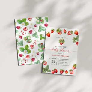 Convite Berry Sweet Chá de fraldas Strawberry