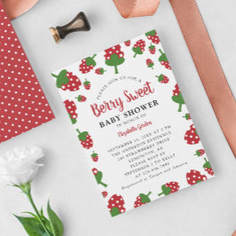 Convite Berry Sweet Chá de fraldas Strawberry Cute Modern
