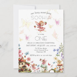 Convite Berry Sweet Fairy Magic Strawberry Garden Aniversá