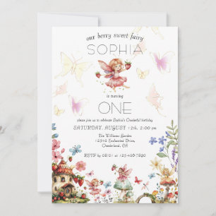 Convite Berry Sweet Fairy Magic Strawberry Garden Aniversá