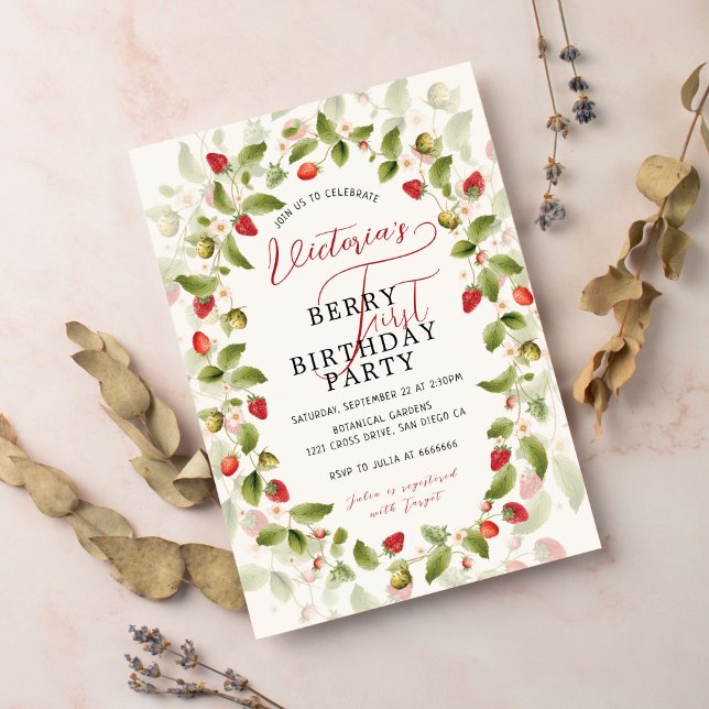 Convite Berry Sweet Fresca Foto de Morango Selvagem Fresco (Criador carregado)