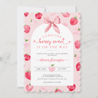 Convite Berry Sweet Girl QR Code All in One Baby Shower