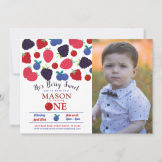 Convite Berry Sweet One First Birthday Boys Fruta