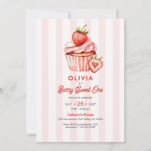Convite Berry Sweet One Menina Aniversário de Um Ano