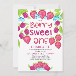 Convite Berry Sweet One Mixry Girls primeiro aniversario