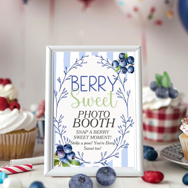 Convite Berry Sweet PHOTO BOOTH - Sinal de Blueberry (Berry Sweet PHOTO BOOTH Blueberry Sign)