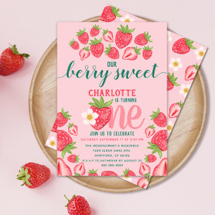 Convite Berry Sweet Pink, Partido do primeiro aniversario