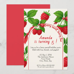 Convite Berry Sweet Raspberry Aniversário de criança Convi