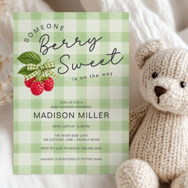 Convite Berry Sweet Raspberry Baby Shower Invitation (Criador carregado)