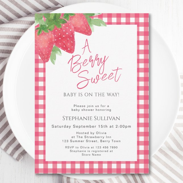 Convite Berry Sweet Strawberry Baby Girl Shower (Criador carregado)