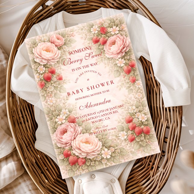Convite Berry Sweet Strawberry Baby Shower (Criador carregado)