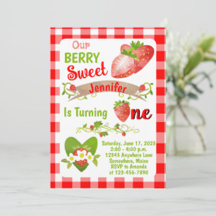 Convite Berry Sweet Strawberry Birthday