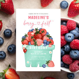 Convite Berry Sweet Strawberry Blueberry Primeiro Aniversá