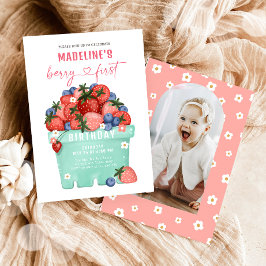 Convite Berry Sweet Strawberry Blueberry Primeiro Aniversá
