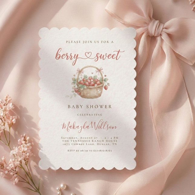 Convite Berry Sweet Strawberry Coquette Baby shower (Criador carregado)