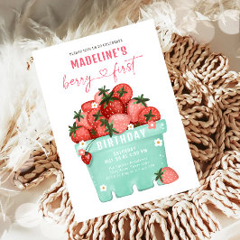 Convite Berry Sweet Strawberry Farmers Mercado Aniversário