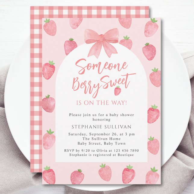 Convite Berry Sweet Strawberry Girl Baby Shower (Criador carregado)