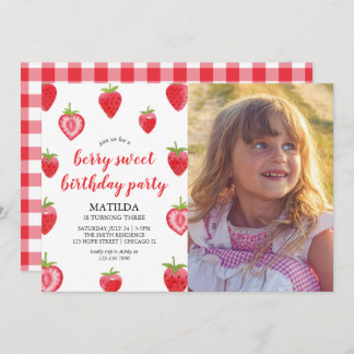 Convite Berry Sweet Strawberry Girl Birthday