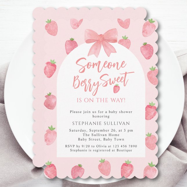 Convite Berry Sweet Strawberry Girl's Baby Shower (Criador carregado)