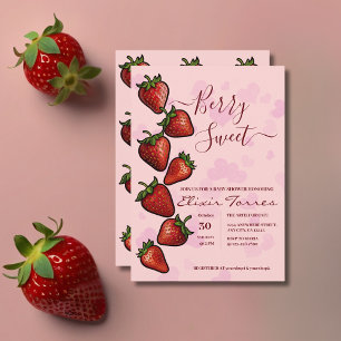 Convite Berry Sweet Strawberry Heart Chá de fraldas