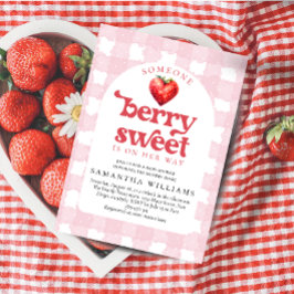 Convite Berry Sweet Strawberry Heart Girl Chá de fraldas