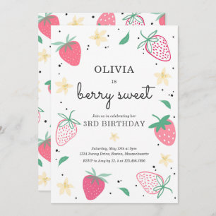 Convite Berry Sweet Strawberry Party Birthday