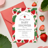 Berry Sweet Strawberry Pink Chá de fraldas Invitat