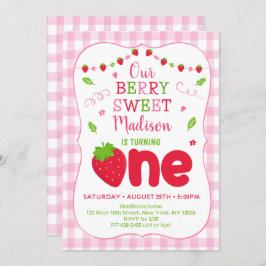 Convite Berry Sweet Strawberry Primeiro Aniversário