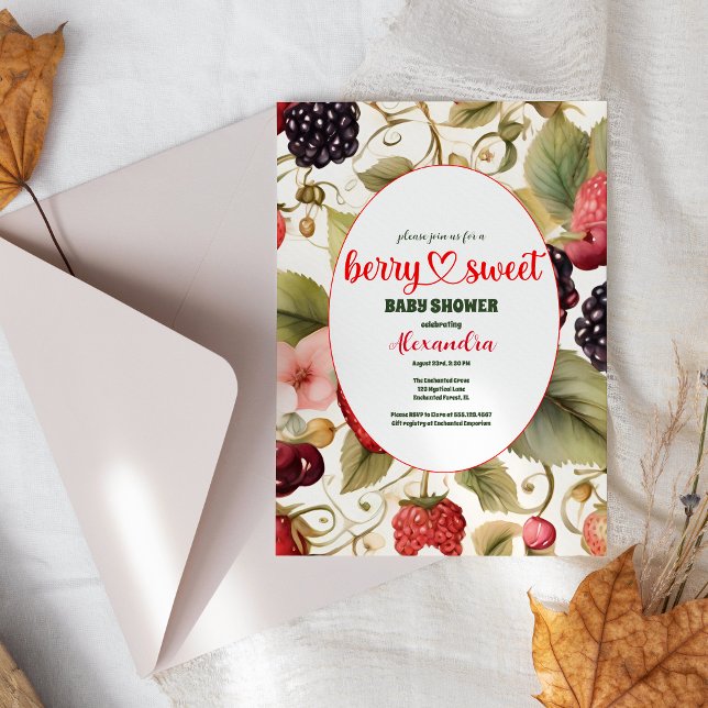 Convite Berry Sweet Strawberry Red Blue Chá de fraldas (Criador carregado)