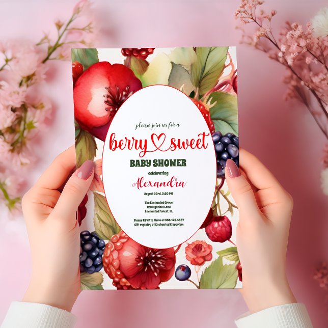 Convite Berry Sweet Strawberry Red Blue Chá de fraldas (Criador carregado)