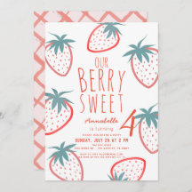 Berry Sweet Strawberry Red White Birday