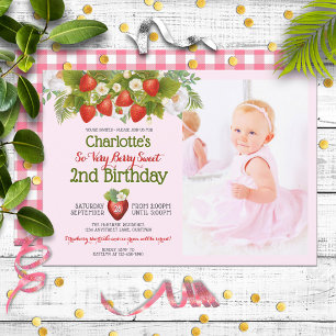 Convite Berry Sweet Strawberry Theme Girl's Birthday