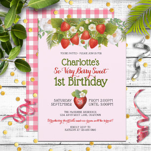 Convite Berry Sweet Strawberry Theme Girl's Birthday