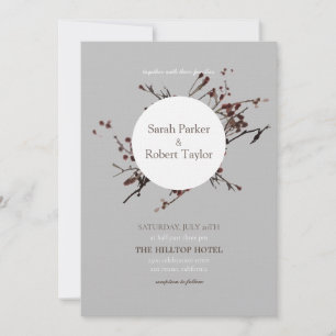 Convite Berry Vermelho Com Cinza De Casamento